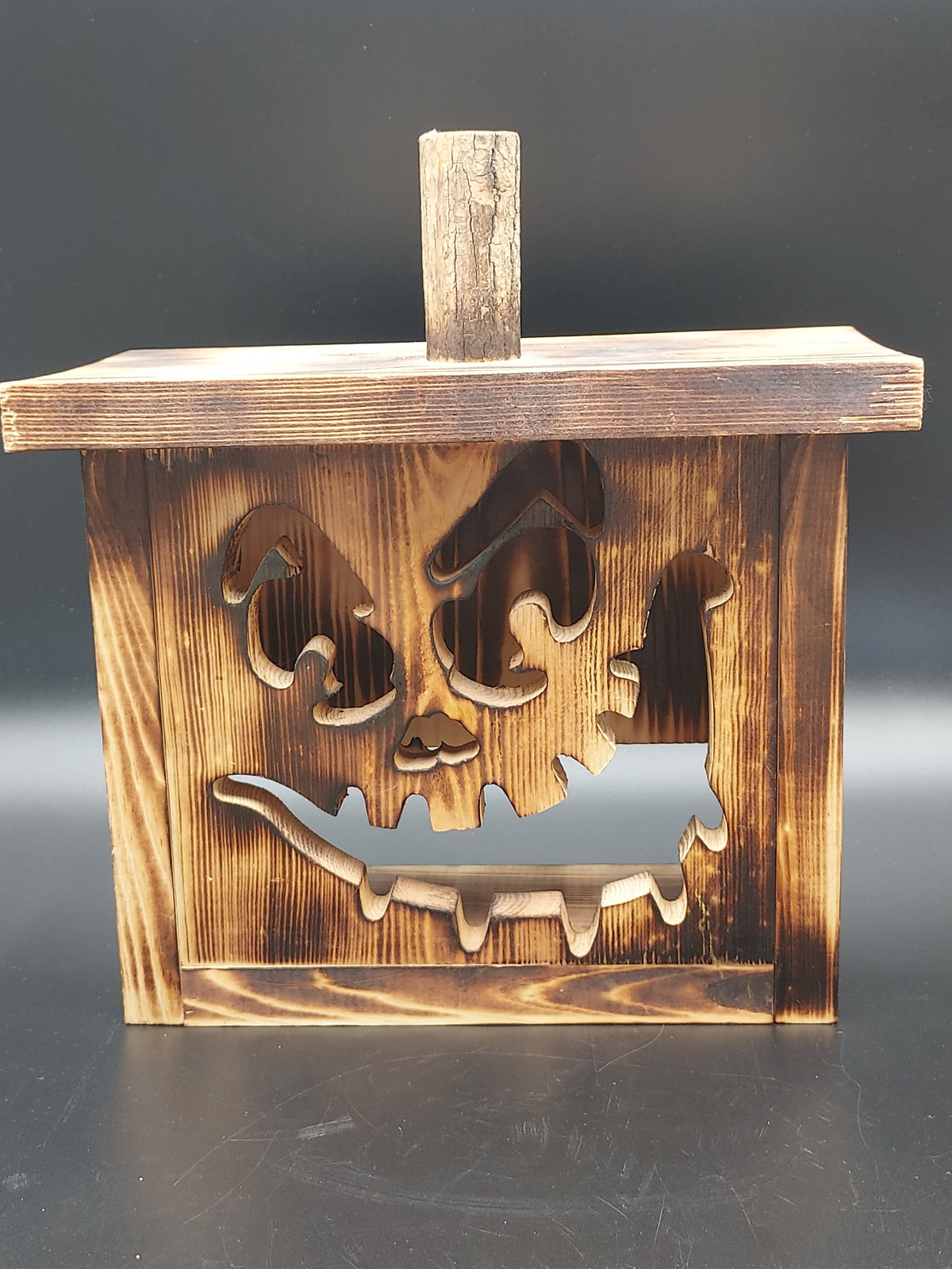 Rustic Wooden Pumpkin Luminary Lantern Fall Halloween Decor 10.5"