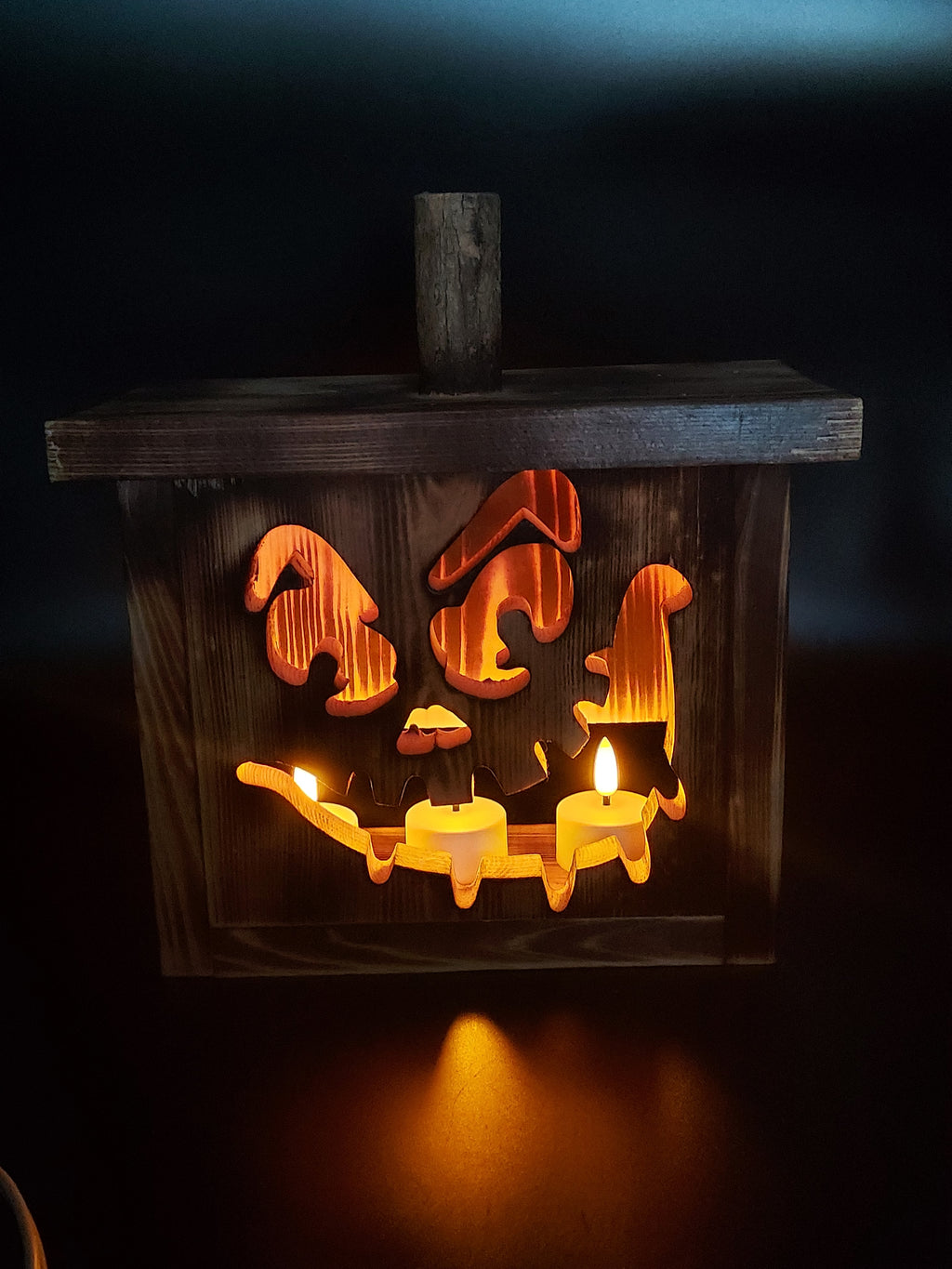 Rustic Wooden Pumpkin Luminary Lantern Fall Halloween Decor 10.5"