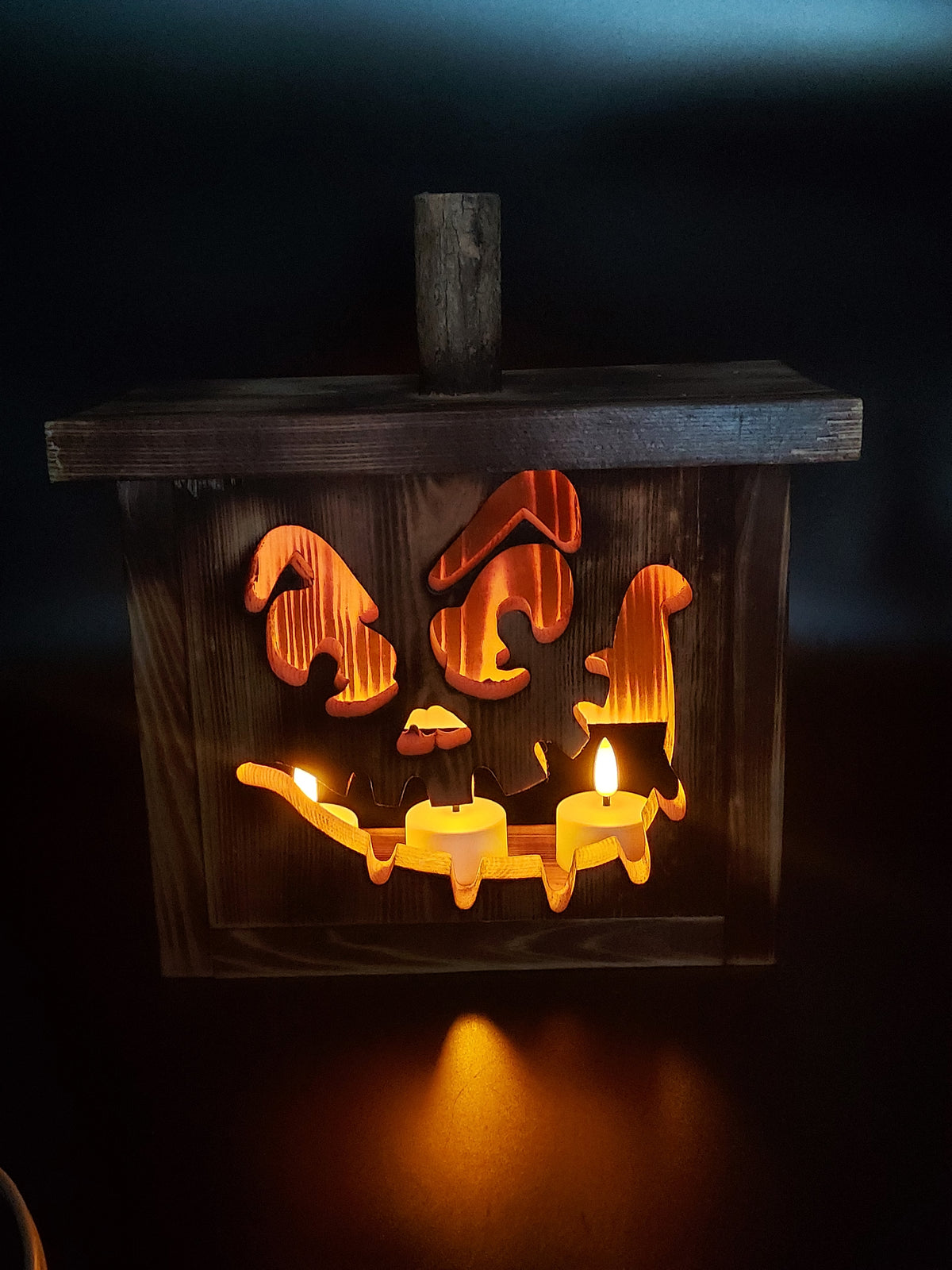 Rustic Wooden Pumpkin Luminary Lantern Fall Halloween Decor 10.5"