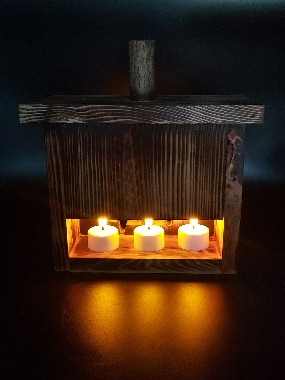 Rustic Wooden Pumpkin Luminary Lantern Fall Halloween Decor 10.5"
